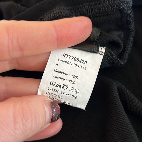 Women's Black Drape Off The Shoulder Batwing Asymmetrical Long Sleeve Top - Picture 7 of 8